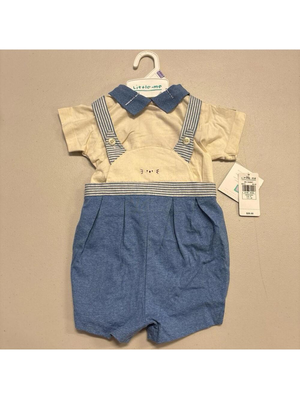 NWT - Little Me - 6 months 2 piece blue Easter bunny romper outfit